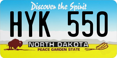 ND license plate HYK550