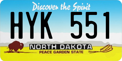 ND license plate HYK551