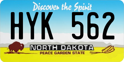 ND license plate HYK562