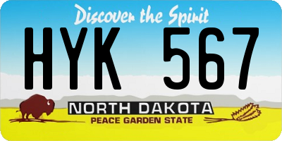 ND license plate HYK567
