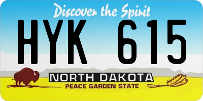 ND license plate HYK615