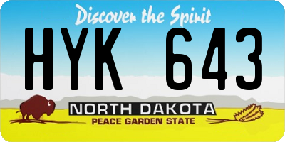 ND license plate HYK643