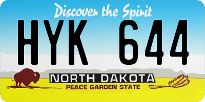 ND license plate HYK644