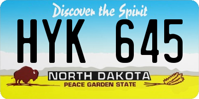 ND license plate HYK645