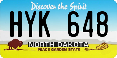 ND license plate HYK648