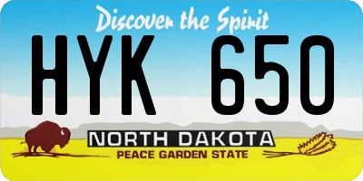 ND license plate HYK650