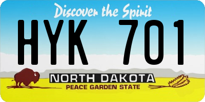 ND license plate HYK701