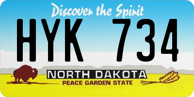 ND license plate HYK734