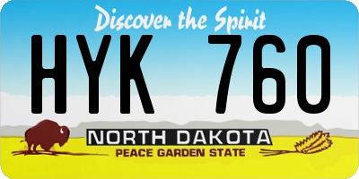 ND license plate HYK760