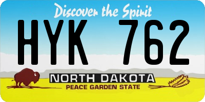 ND license plate HYK762
