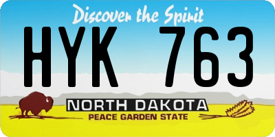 ND license plate HYK763