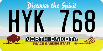 ND license plate HYK768