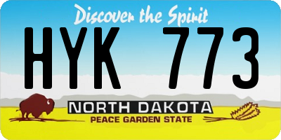ND license plate HYK773