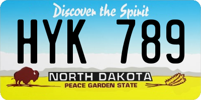 ND license plate HYK789
