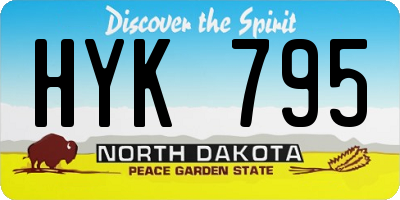 ND license plate HYK795