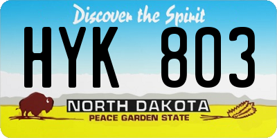 ND license plate HYK803