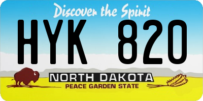 ND license plate HYK820