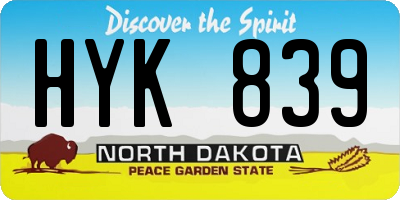 ND license plate HYK839