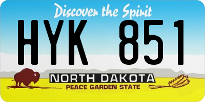 ND license plate HYK851