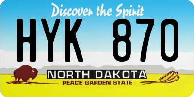 ND license plate HYK870