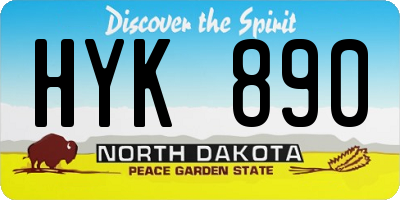 ND license plate HYK890