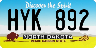 ND license plate HYK892