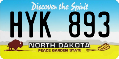 ND license plate HYK893