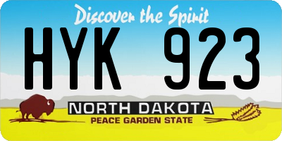 ND license plate HYK923