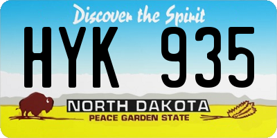 ND license plate HYK935