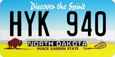 ND license plate HYK940
