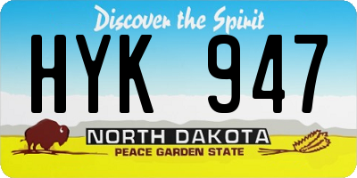 ND license plate HYK947