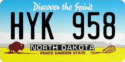 ND license plate HYK958