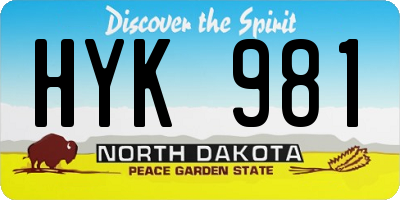 ND license plate HYK981