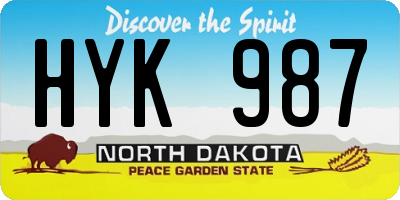 ND license plate HYK987