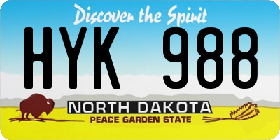 ND license plate HYK988