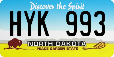 ND license plate HYK993