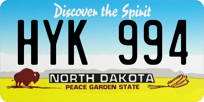 ND license plate HYK994