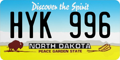 ND license plate HYK996