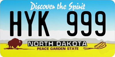 ND license plate HYK999