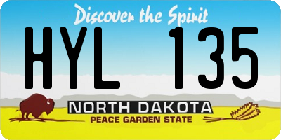ND license plate HYL135