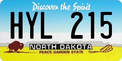 ND license plate HYL215
