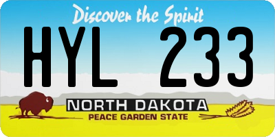 ND license plate HYL233