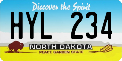 ND license plate HYL234
