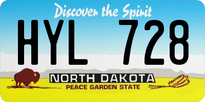 ND license plate HYL728