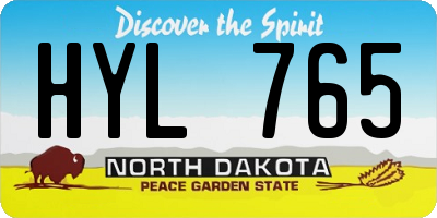 ND license plate HYL765