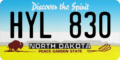 ND license plate HYL830