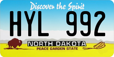 ND license plate HYL992
