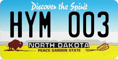ND license plate HYM003