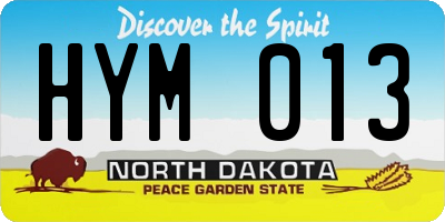 ND license plate HYM013