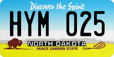 ND license plate HYM025